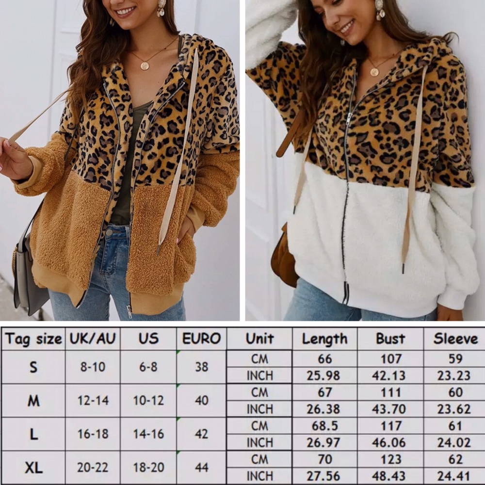 Leopard Sherpa Zip Front Jacket - Picture 7 of 12